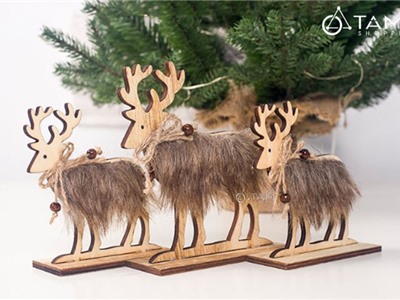 Con tuần lộc gỗ có lông nâu để bàn X-MHDB-07